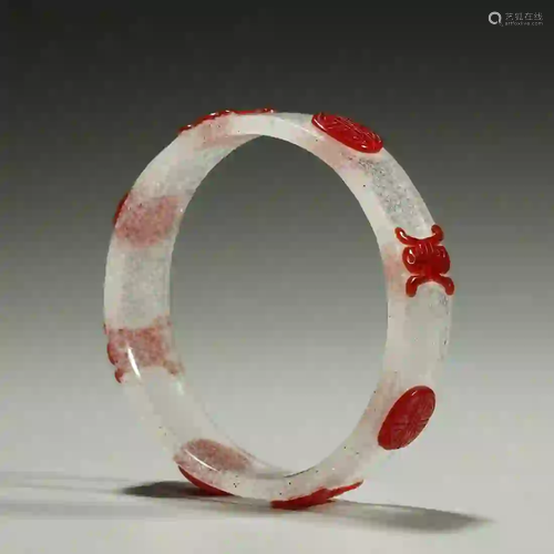 QING DYNASTY,2-COLOR GLASS BRACELET