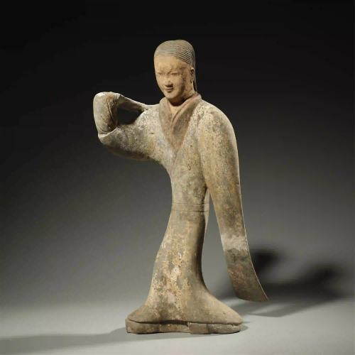 HAN DYNASTY,PAINTED POTTERY MAID