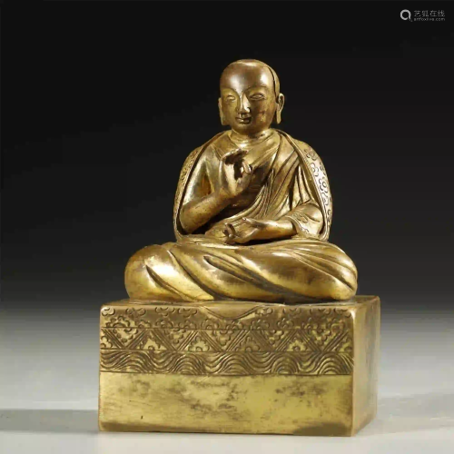 CHINESE GILT-BRONZE BUDDHA STATUE