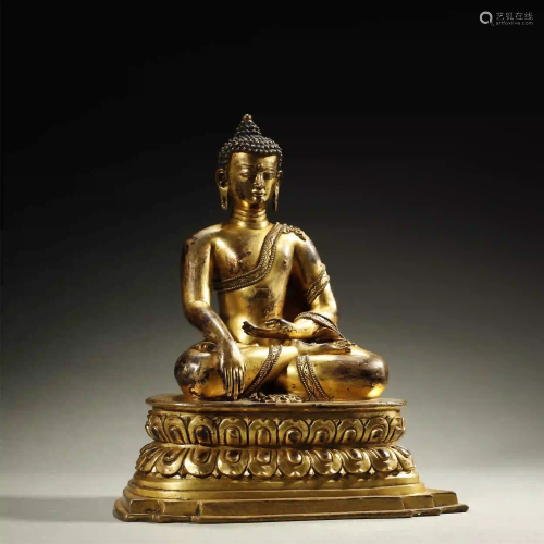 CHINESE GILT-BRONZE BUDDHA STATUE