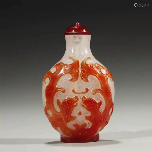 QING DYNASTY,2-COLOR GLASS SNUFF BOTTLE