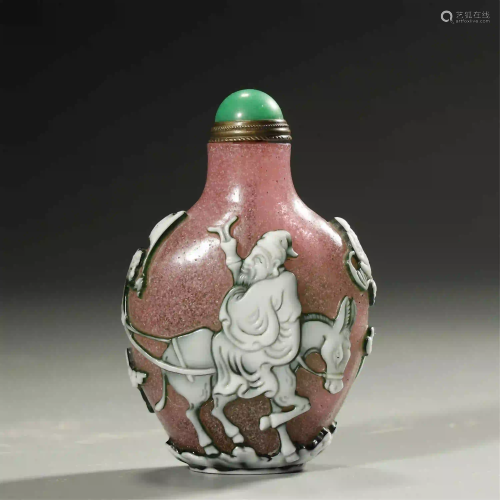 QING DYNASTY, GLASS CARVED SNUFF BOTTLE