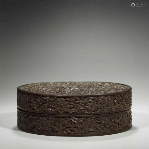 CHINESE WOOD CARVED FOLWER BOX