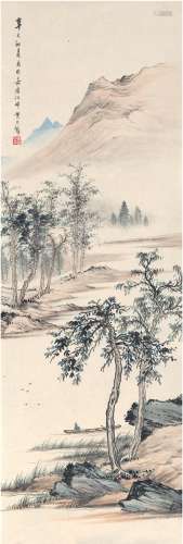 黄君璧（1898～1991） 秋烟林溪图 设色纸本 镜片