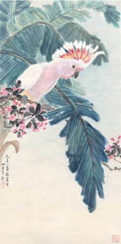 周炼霞（1908～2000） 鹦鹉图 设色纸本 立轴