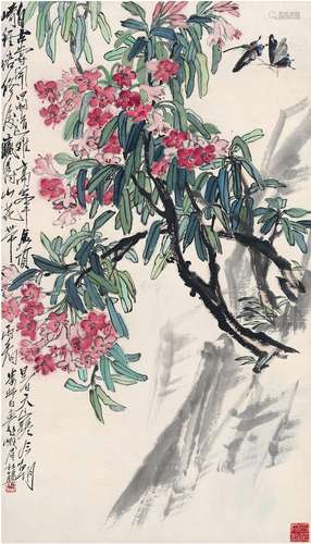 娄师白（1918～2010） 花蝶图 设色纸本 镜片