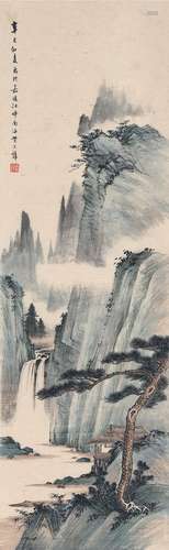 黄君璧（1898～1991） 云崖飞瀑图 设色纸本 画心