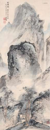 黑伯龙（1914～1988） 为蔡放作 山居图 设色纸本 立轴