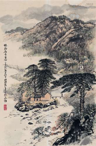 何海霞（1908～1998） 山居图 设色纸本 镜片