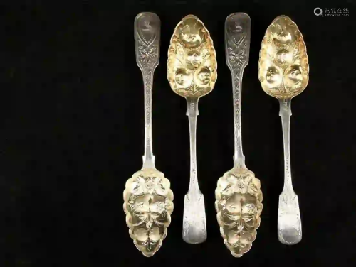 (4) STERLING SILVER BERRY SPOONS