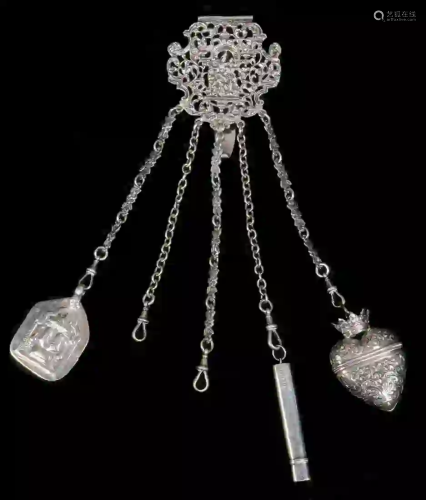 ANGLO-INDIAN SILVER CHATELAINE