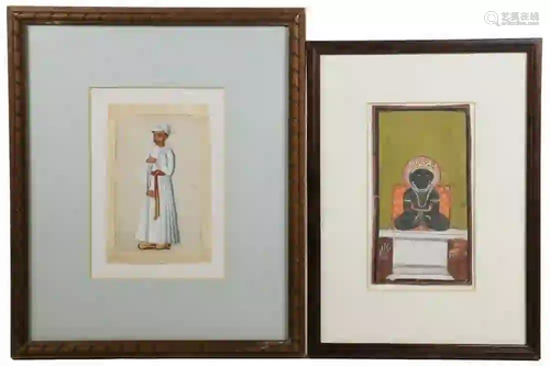 (2) MINIATURE INDIAN GOUACHE PAINTINGS