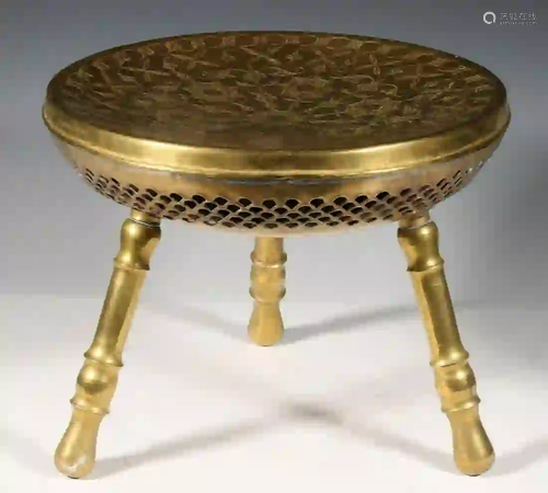 19TH C. CHINESE BRASS FOOT WARMER STOOL