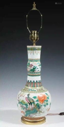 CHINESE PORCELAIN VASE WIRED AS LAMP