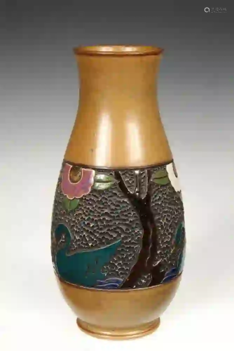 ART POTTERY VASE FORM LAMP BASE