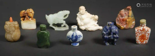 (9) CHINESE SNUFF BOTTLES & CARVINGS