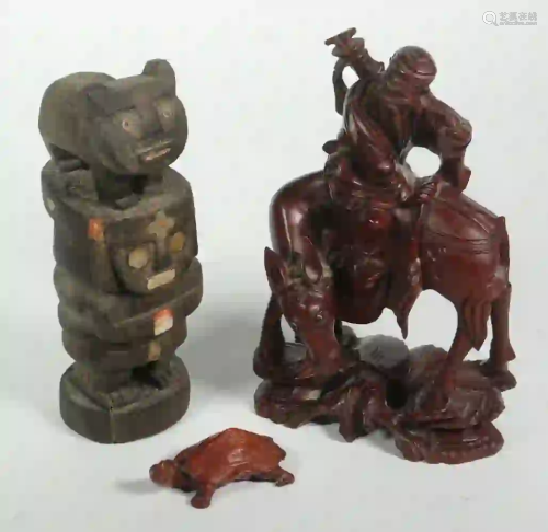 (3) FIGURAL WOOD CARVINGS