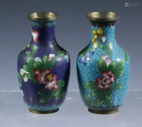 (2) MINIATURE CHINESE CLOISONNE VASES