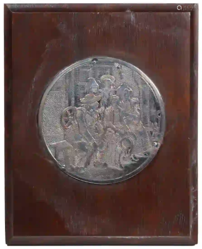 FRENCH SILVER-PLATE FIGURAL MEDALLION