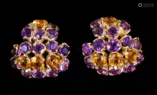 AMETHYST AND TOPAZ CLIP EARRINGS