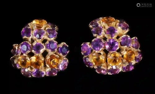 AMETHYST AND TOPAZ CLIP EARRINGS