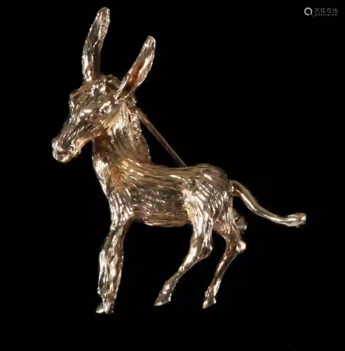 14K GOLD DONKEY BROOCH