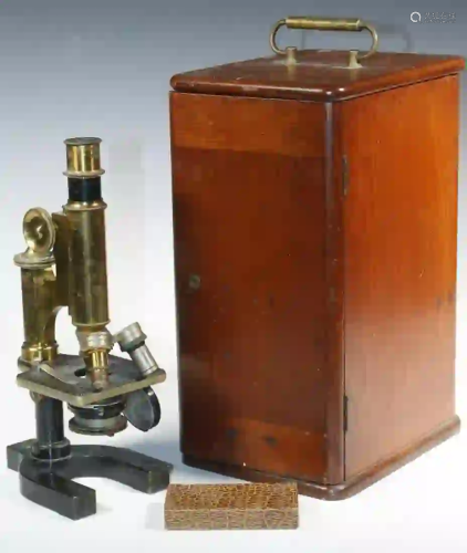 CASED BAUSCH & LOMB 1897 PATENT MICROSCOPE