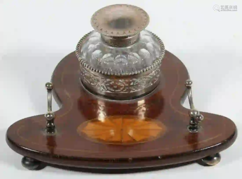 GOODNOW & JENKS SILVER MOUNTED INKWELL & STAND