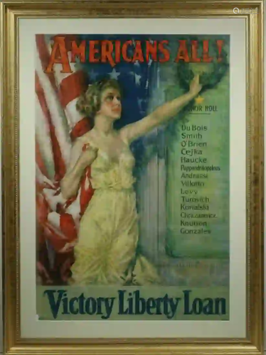 FRAMED REPRINT BROADSIDE POSTER WWI VICTORY LIBERTY