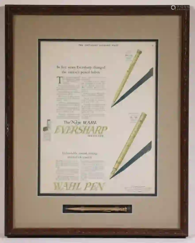 PEN ADVERTISEMENT FRAMED WITH ACTUAL INSTRUMENT