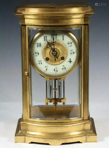 FRENCH BOW FRONT CRYSTAL REGULATOR CLOCK