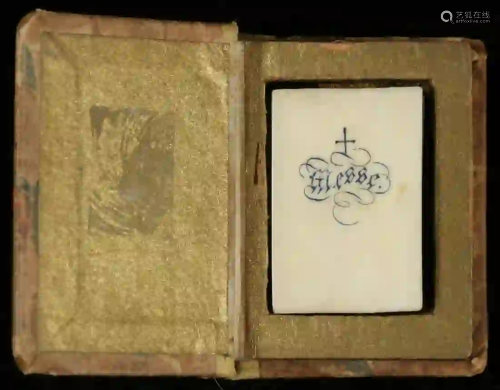 RARE EARLY 19TH C. FRENCH MINIATURE BOOK INSIDE A