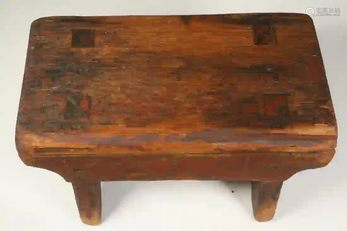 EARLY PAINTED FOOTSTOOL