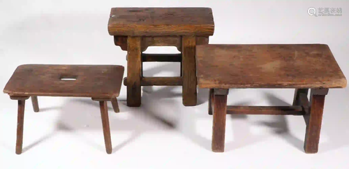 (3) WOODEN STOOLS