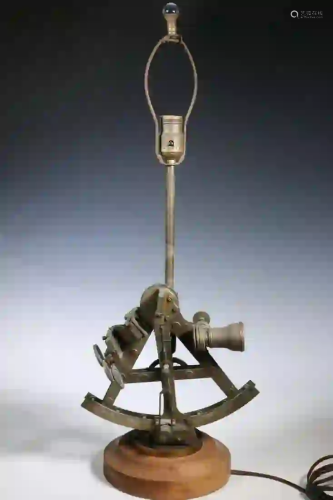 TABLE LAMP MADE FROM A BRASS SEXTANT