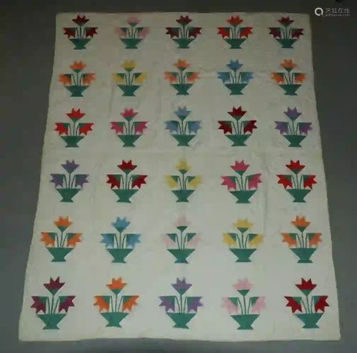 FLOWER POT APPLIQUE QUILT - 66