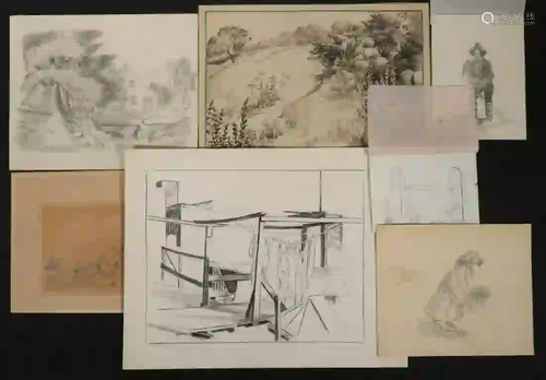 COLLECTION OF (34) ORIGINAL VINTAGE DRAWINGS