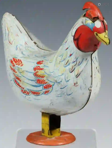 WYANDOTTE TIN LITHO EGG LAYING CHICKEN TOY