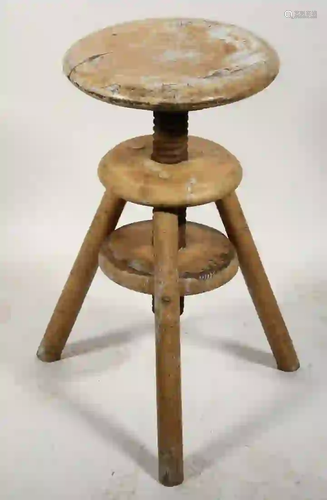 WOODEN ARTIST'S STUDIO STOOL