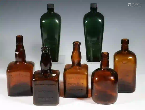 (7) VINTAGE WHISKEY & GIN BOTTLES