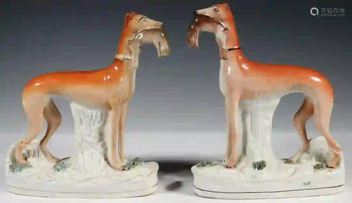 (2) STAFFORDSHIRE WHIPPET FIGURINES