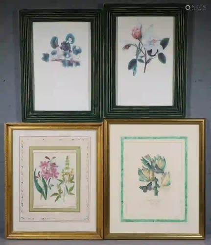 (4) MISC. FLORAL PRINTS, VARIOUS FRAMES