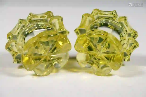 PAIR CANARY FLINT GLASS MASTER SALTS