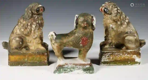 (3) EARLY CHALKWARE DOGS