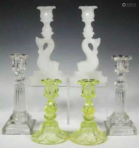 (3 PR) BOSTON & SANDWICH GLASS CANDLESTICKS