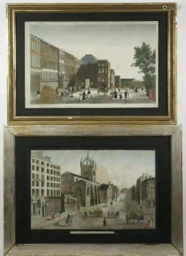 (2) FRAMED 18TH C. FRENCH VUE D'OPTIQUE ENGRAVINGS OF