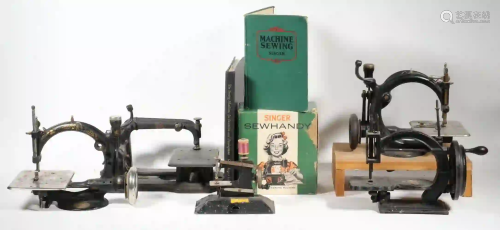 (5) ANTIQUE & (1) EARLY TOY SEWING MACHINES IN (2)