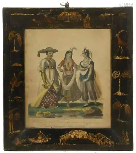 18TH C. BRITISH COLONIAL ETHNIC COSTUME PRINT OF INDIA,