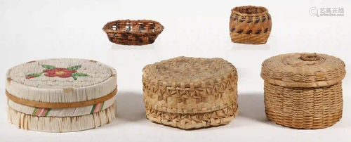 (5) SMALL NATIVE AMERICAN BASKETS