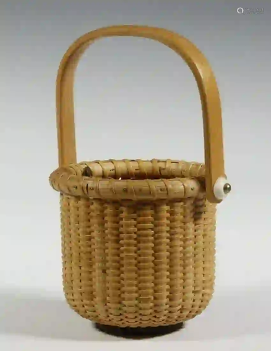 MINIATURE NANTUCKET BASKET SIGNED W.P.B.